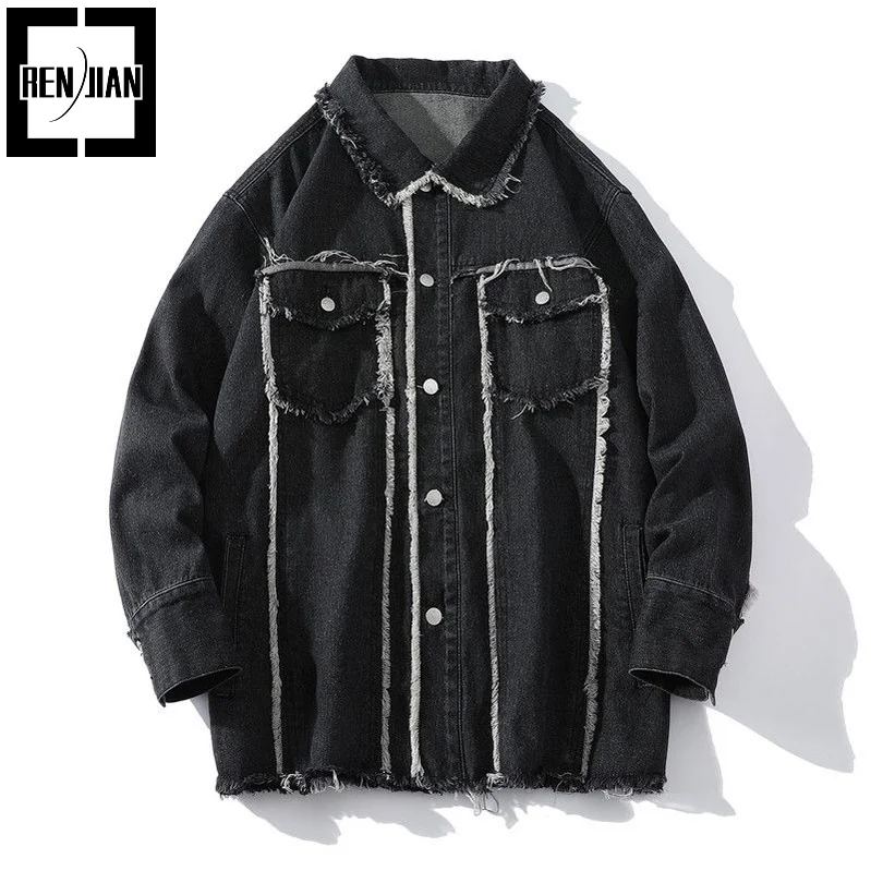Men's Fashion Ripped Jeans Shirts Harajuku Denim Tops For Male Spring Autumn Cargo Outerwear
Men's Fashion Ripped Jeans Shirts Harajuku Denim Tops For Male Spring Autumn Cargo Outerwear