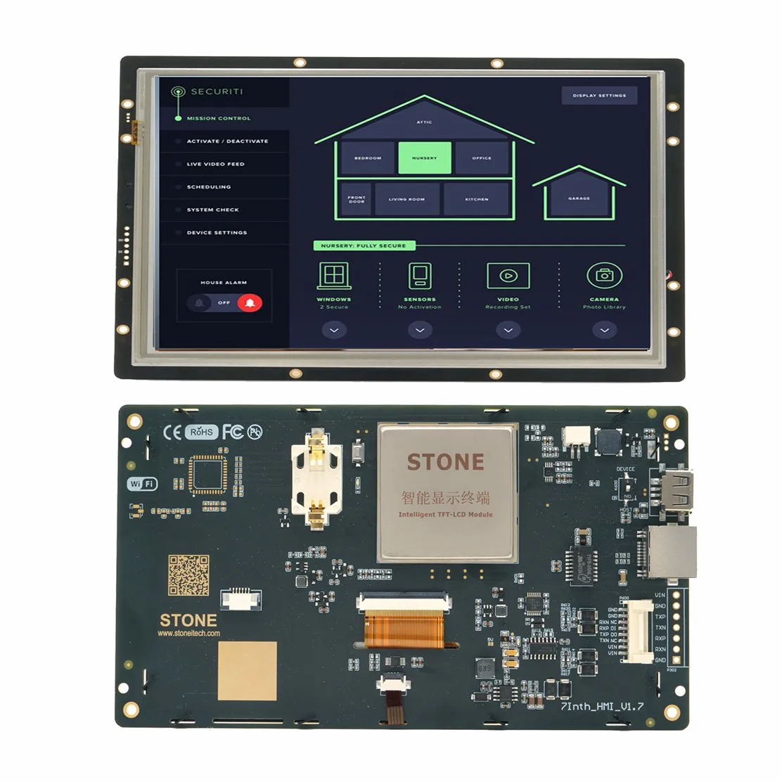

7" SCBRHMI HMI Intelligent Smart UART Serial Touch TFT LCD Module Display Panel for Arduino ESP32 ESP2866