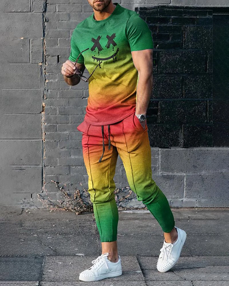 Men's Summer Tracksuit 2 Pieces Gradient Color T-Shirt+Trousers Set Casual Jogging Suit Fashion Male Oversized Streetwear Outfit
Men's Summer Tracksuit 2 Pieces Gradient Color T-Shirt+Trousers Set Casual Jogging Suit Fashion Male Oversized Streetwear Outfit