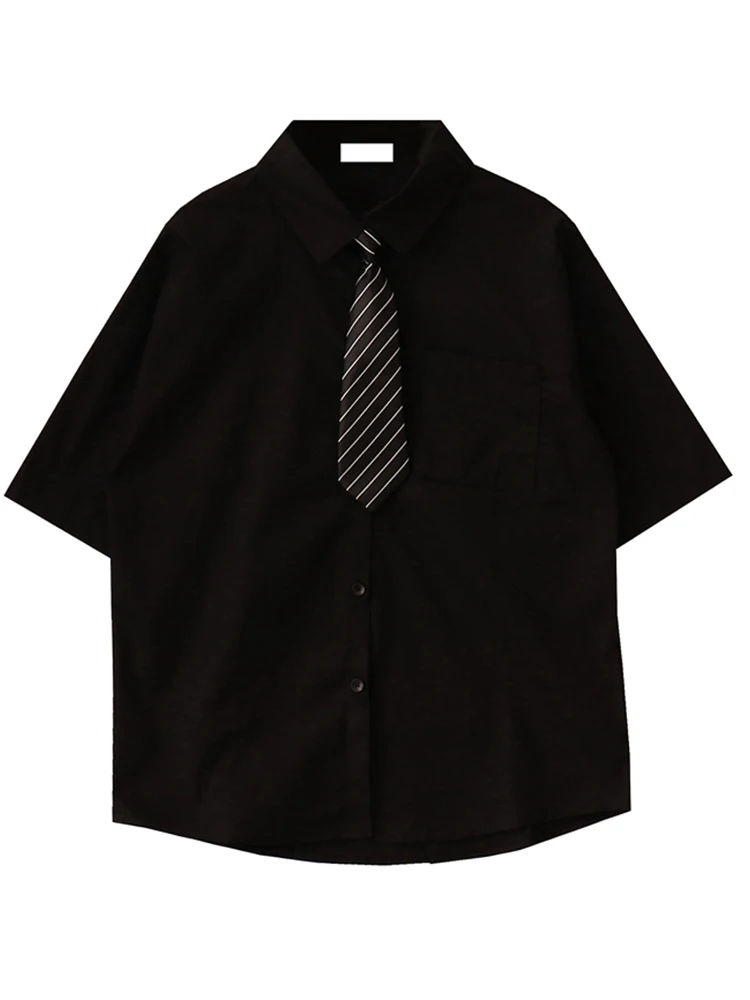 Summer Women Y2k Streetwear Japanese JK Preppy Shirts With Tie Short Sleeve Harajuku Dark Academia Blouses 2000s Aesthetic Top
Summer Women Y2k Streetwear Japanese JK Preppy Shirts With Tie Short Sleeve Harajuku Dark Academia Blouses 2000s Aesthetic Top