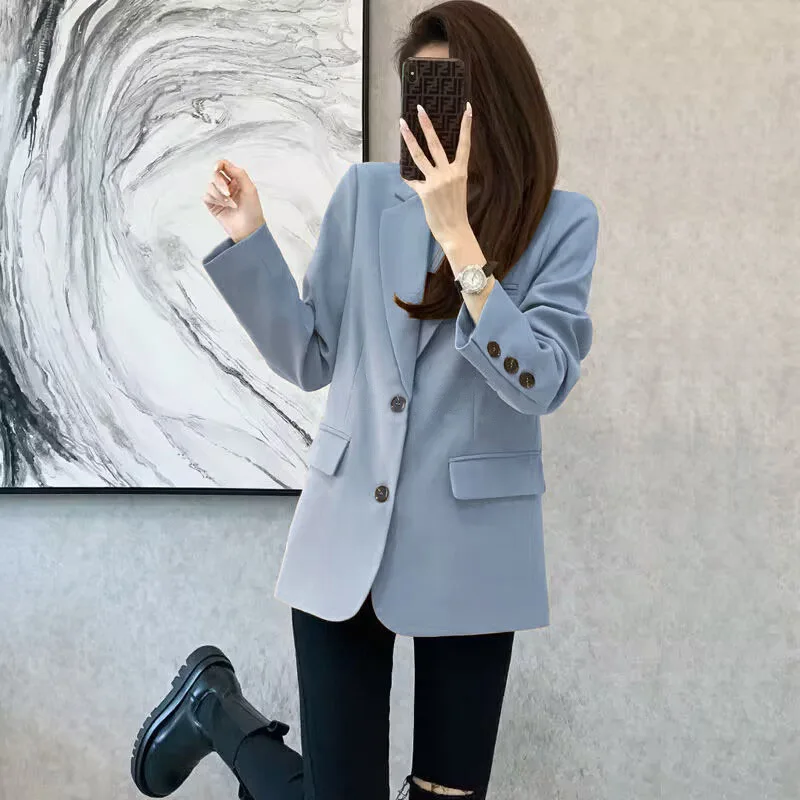 Women Blazer Casual Jacket Multi-Color Pocket All-Match Long Sleeved OL Autumn Winter Elegant Office Lady Coat Loose Solid Thin Women Blazer Casual Jacket Multi-Color Pocket All-Match Long Sleeved OL Autumn Winter Elegant Office Lady Coat Loose Solid Thin