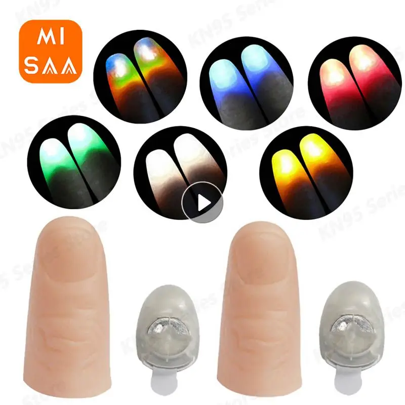 

Magic Trick Fingers Thumbs With LED Light Battery Magic Props Halloween Magic Trick Fingers Thumbs Party Toys Child Novelty Gift