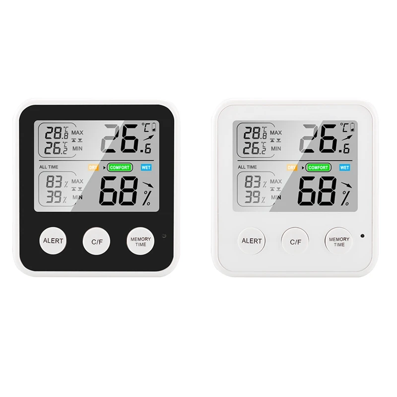 

Electronic Digital Temperature Humidity Meter Indoor Outdoor Thermometer Hygrometer Weather Station Clock