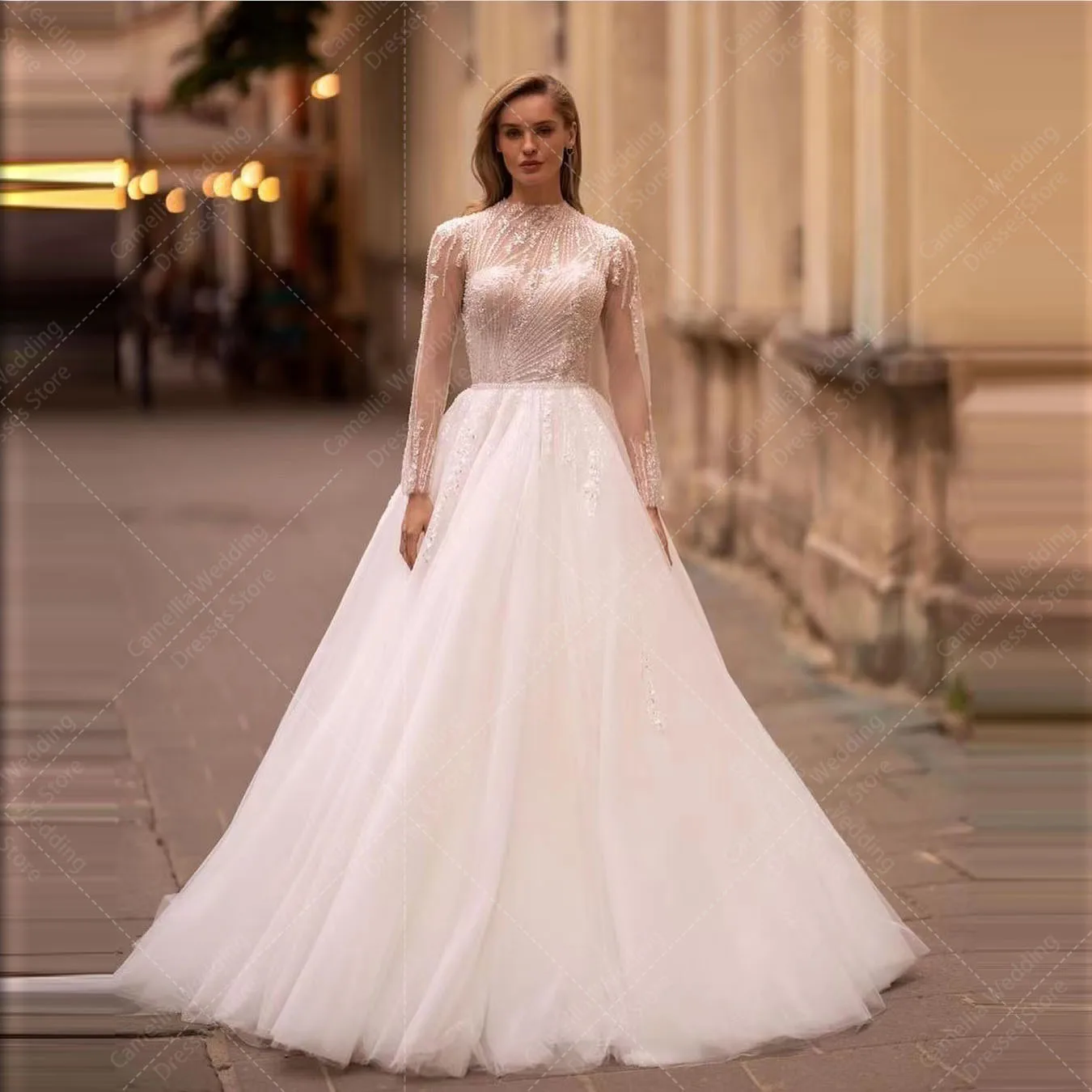 Luxury A Line Wedding Dresses Woman's Illusion Long Sleeve Lace Applique Sexy Backless Bride Gowns Formal Elegant 2024 Vestidos
Luxury A Line Wedding Dresses Woman's Illusion Long Sleeve Lace Applique Sexy Backless Bride Gowns Formal Elegant 2024 Vestidos