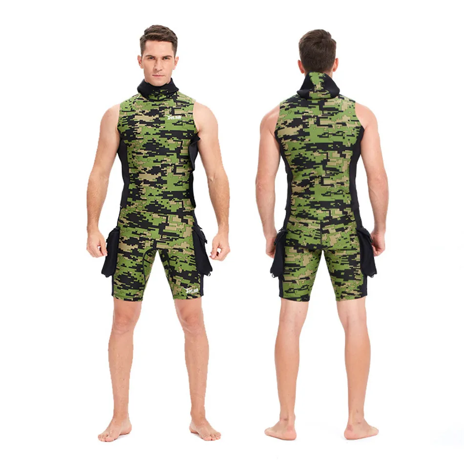 Camouflage Hooded Short Sleeve Shorts Wetsuit Set Titanium Coated Elastic Wetsuit Adult 2mm Diving Vest 2.5mm Diving Shorts
Camouflage Hooded Short Sleeve Shorts Wetsuit Set Titanium Coated Elastic Wetsuit Adult 2mm Diving Vest 2.5mm Diving Shorts