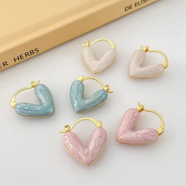Boucles d'oreilles étude de coeur pour femmes, éléphant coréen, léger, luxe, amour, rythme, début de la mode, goutte simple, bijoux, cadeau pour filles, tendance 2024 1