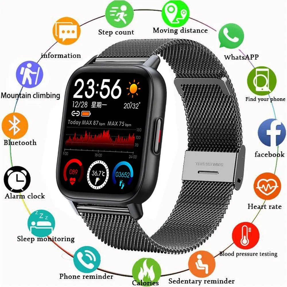 

Новинка 2023, 1,69 дюймов, умные часы для мужчин и женщин, пульсометр, кислородный монитор, полный сенсорный экран, спортивные часы, мужские умные часы для Android IOS