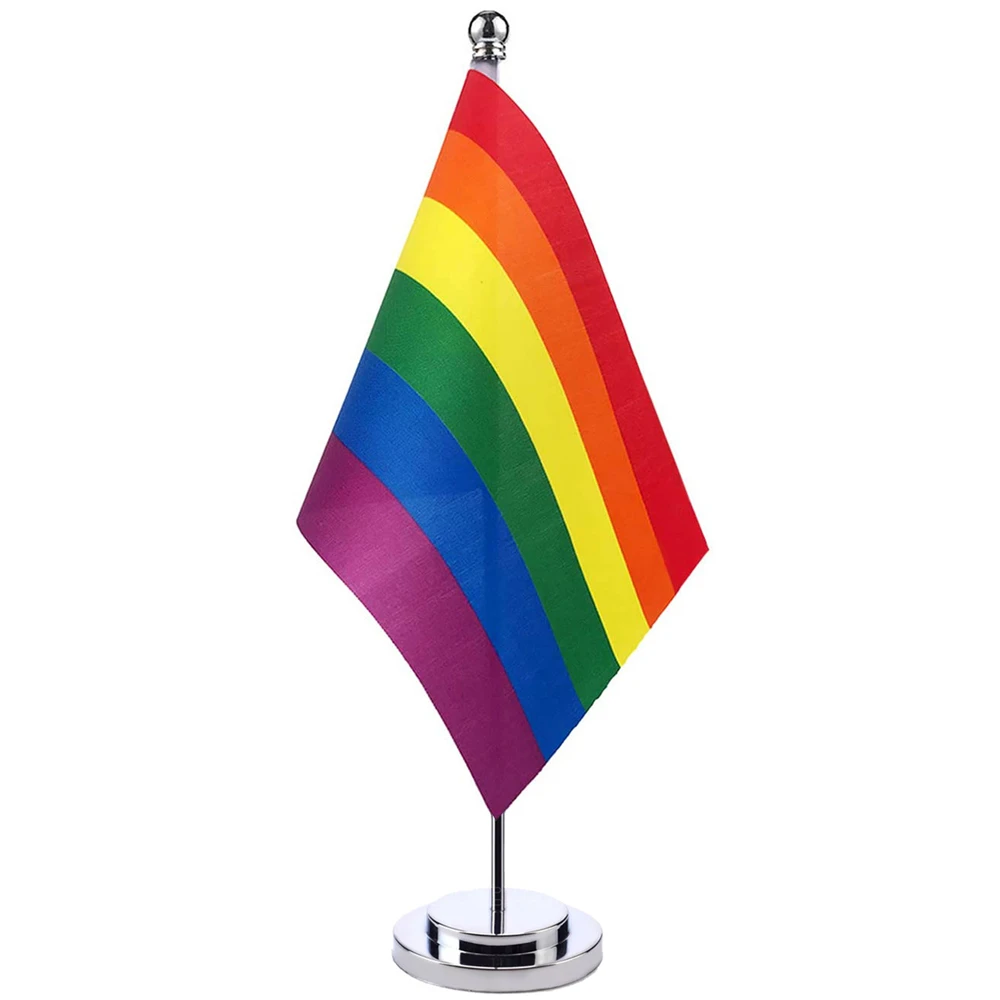 

14x21cm Office Desk Stand 6 Color Rainbow Small Banner Meet Meeting Room Boardroom Table Hanging LGBT Rainbow Flags