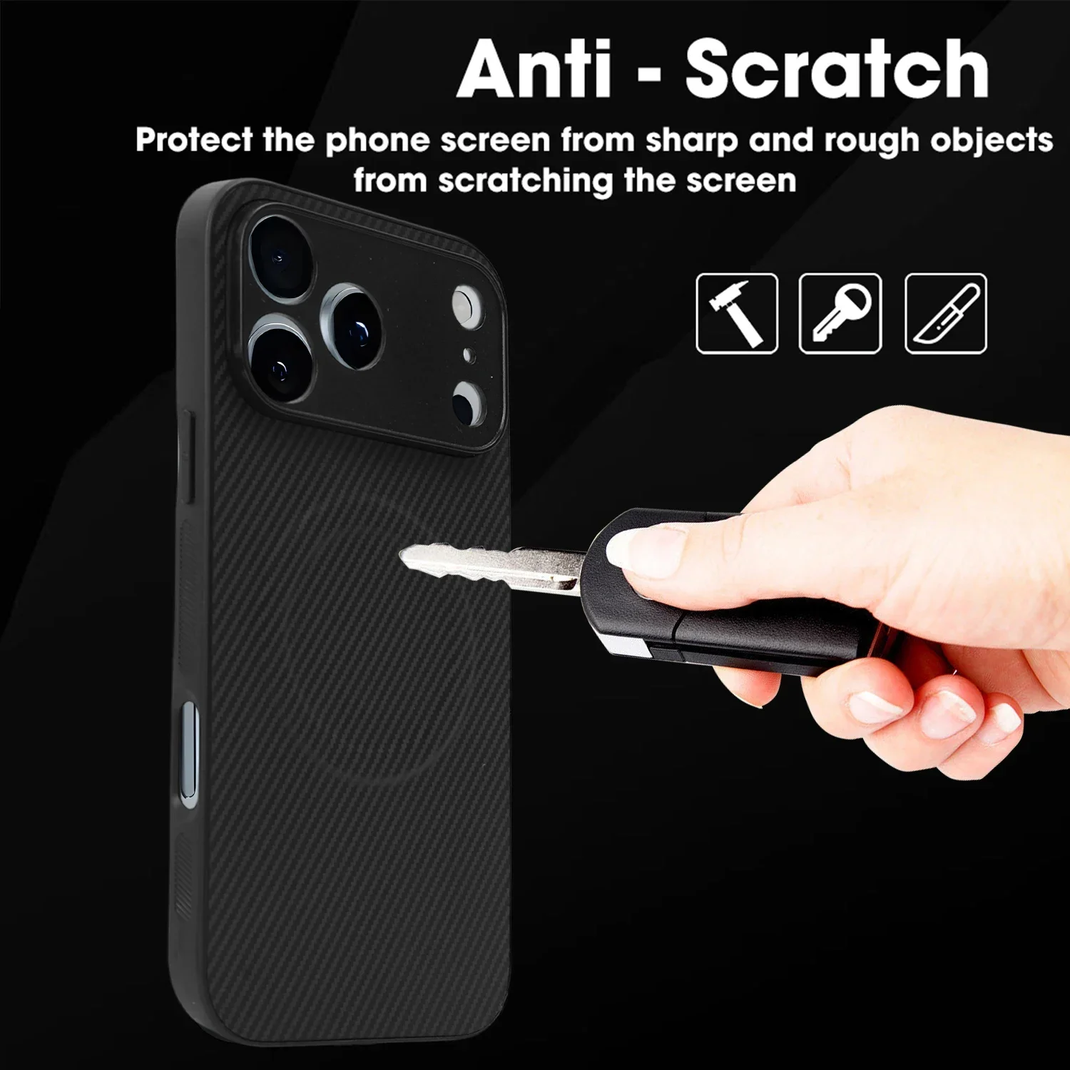 Carbon Fiber Magnetic Case for IPhone 17/17 Pro/17 Air/17 ProMax Ultra Slim Shockproof Phone Cover with Metal Lens Protectors Se1cc8622d9254aa7a9328f96a80ce552V
