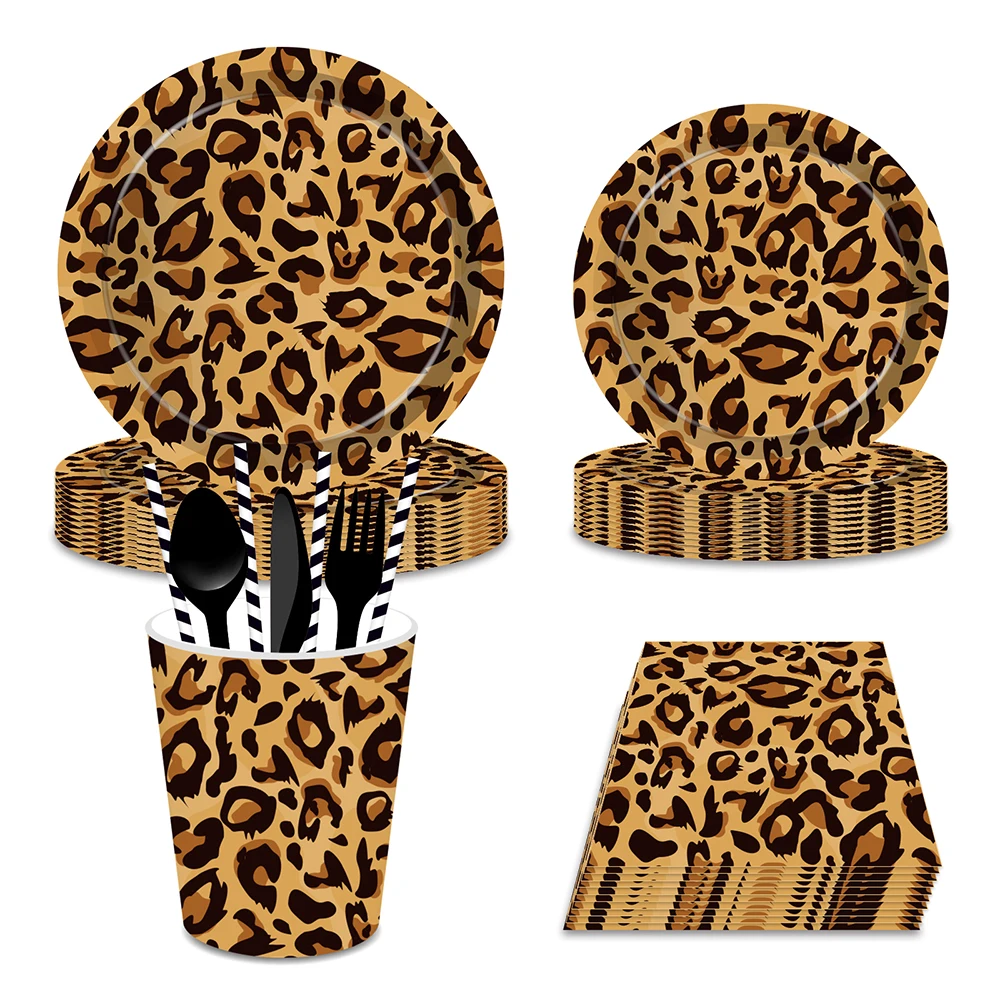 Cartoon Animals Leopard Jungle Birthday Party Disposable Tableware Sets Plates Cups Napkins Baby Shower Wild ONE Party Decors
Cartoon Animals Leopard Jungle Birthday Party Disposable Tableware Sets Plates Cups Napkins Baby Shower Wild ONE Party Decors