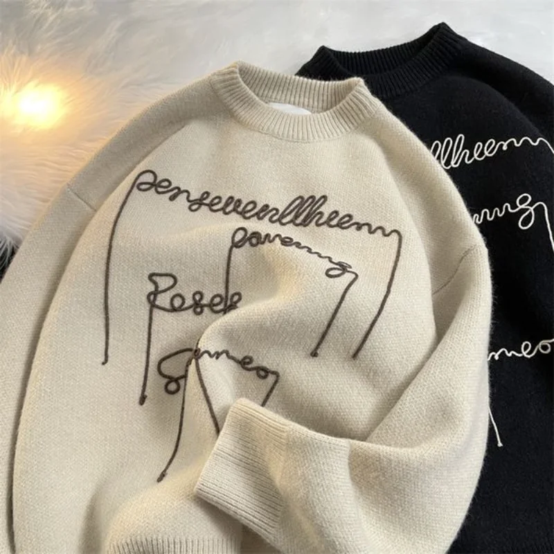 Dark Goth Vintage Letter Embroidery Solid Oversized Sweater Couples Loose Streetwear O-neck Pullover Harajuku Winter Y2K Clothes
Dark Goth Vintage Letter Embroidery Solid Oversized Sweater Couples Loose Streetwear O-neck Pullover Harajuku Winter Y2K Clothes
