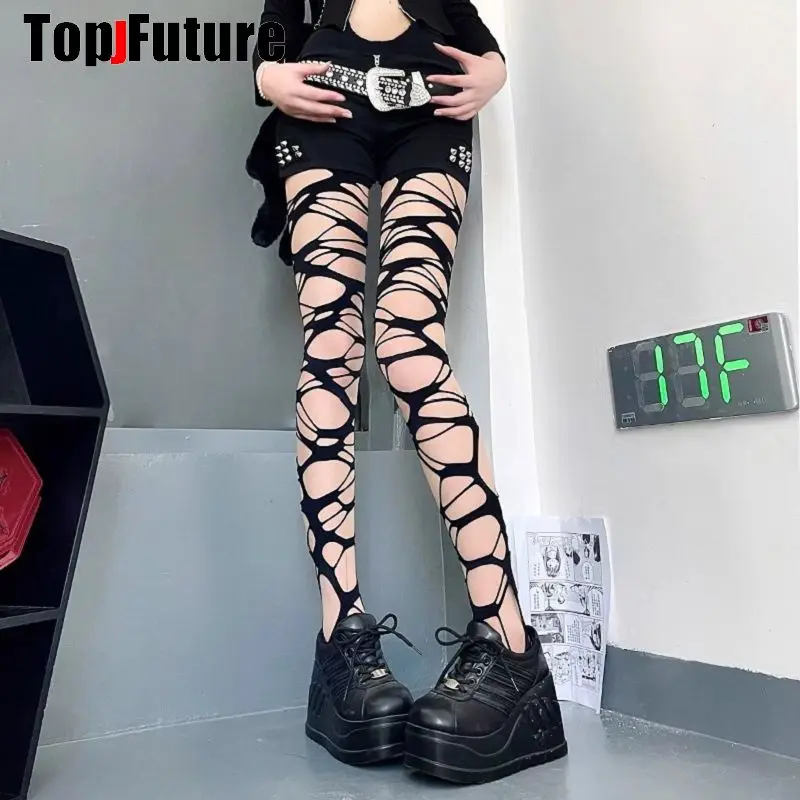 

Y2K girl ladies Gothic Lolita Harajuku Fishnet Stocking Women's Hollow Garter Bat Gothic Dark Mesh Leggings Lolita JK Tights