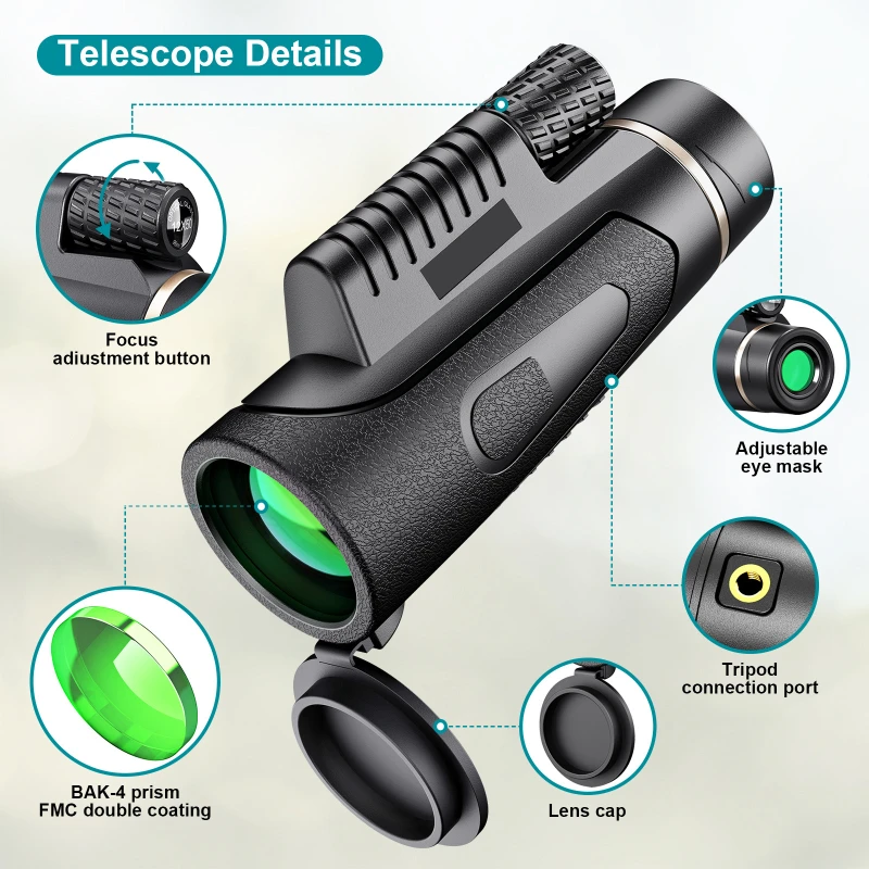 12X50 Military HD Powerful Telescope Long Range Portable Professional Telescope Monocular Low Night Vision for Hunting BAK4
12X50 Military HD Powerful Telescope Long Range Portable Professional Telescope Monocular Low Night Vision for Hunting BAK4
