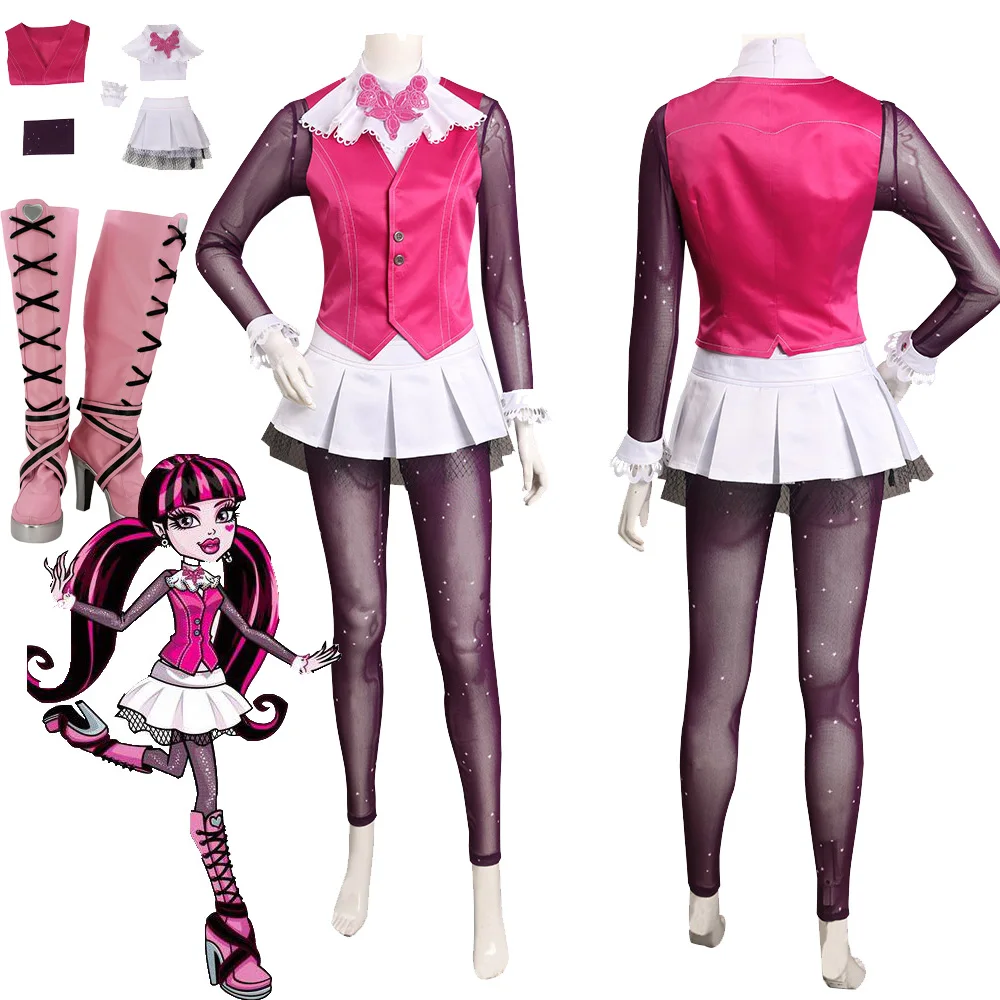 Draculaura Cosplay Costume Movie Monster High Vest Skirt Boots Shoes Outfits Women Girls Halloween Carnival Disguise Role Suit
Draculaura Cosplay Costume Movie Monster High Vest Skirt Boots Shoes Outfits Women Girls Halloween Carnival Disguise Role Suit