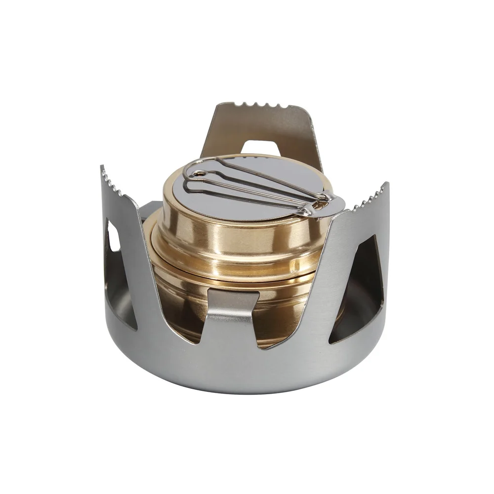 

Mini Alcohol Stove Burner Adjustable Firepower Gasoline Stove Aluminum Alloy Bracket Ultralight Brass Camping Stoves