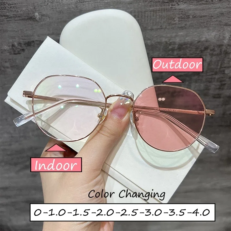 Fashion Photochromic Myopia Glasses Men Women Vintage Finished Near Sight Eyeglasses Retro Round Frame Intelligent Sunglasses
Fashion Photochromic Myopia Glasses Men Women Vintage Finished Near Sight Eyeglasses Retro Round Frame Intelligent Sunglasses