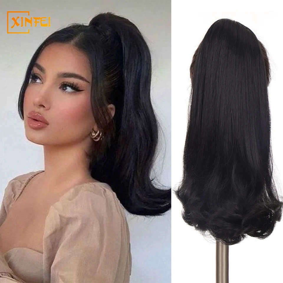 

Synthetic Ponytail Wig Women's Drawstring Slightly Curled Fluffy Natural Ponytail Braid Hair Extensions Long Curly Hair