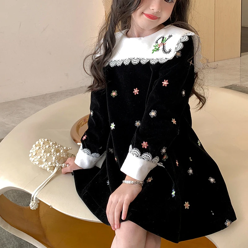 Girls' Dress Gold Velvet Spliced Embroidered Spring and Autumn Winter Princess Party Korean Version 3 4 5 6 7 8 9 10 Years Old
Girls' Dress Gold Velvet Spliced Embroidered Spring and Autumn Winter Princess Party Korean Version 3 4 5 6 7 8 9 10 Years Old