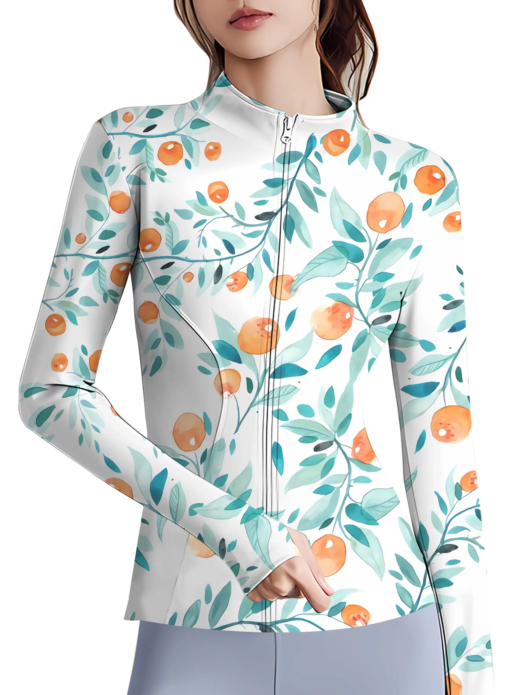 

MSIEESO Fashion Yoga Shirts Plant Leaves Fruits Art Printed Women Yoga Jackets Teens Girls Fitness Sportwear Dropshipping