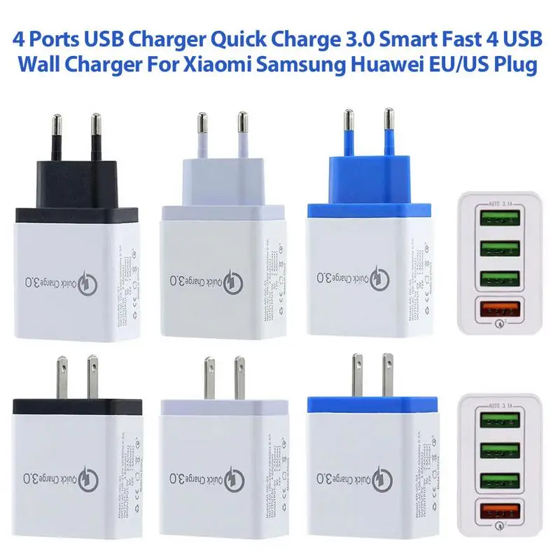 4 USB Wall Charger QC3.0 Smart Fast 5.4A Mobile Phone Smart Fast Charge Wall Charger Travel Charger For XiaomiSamsungHuawei
4 USB Wall Charger QC3.0 Smart Fast 5.4A Mobile Phone Smart Fast Charge Wall Charger Travel Charger For XiaomiSamsungHuawei