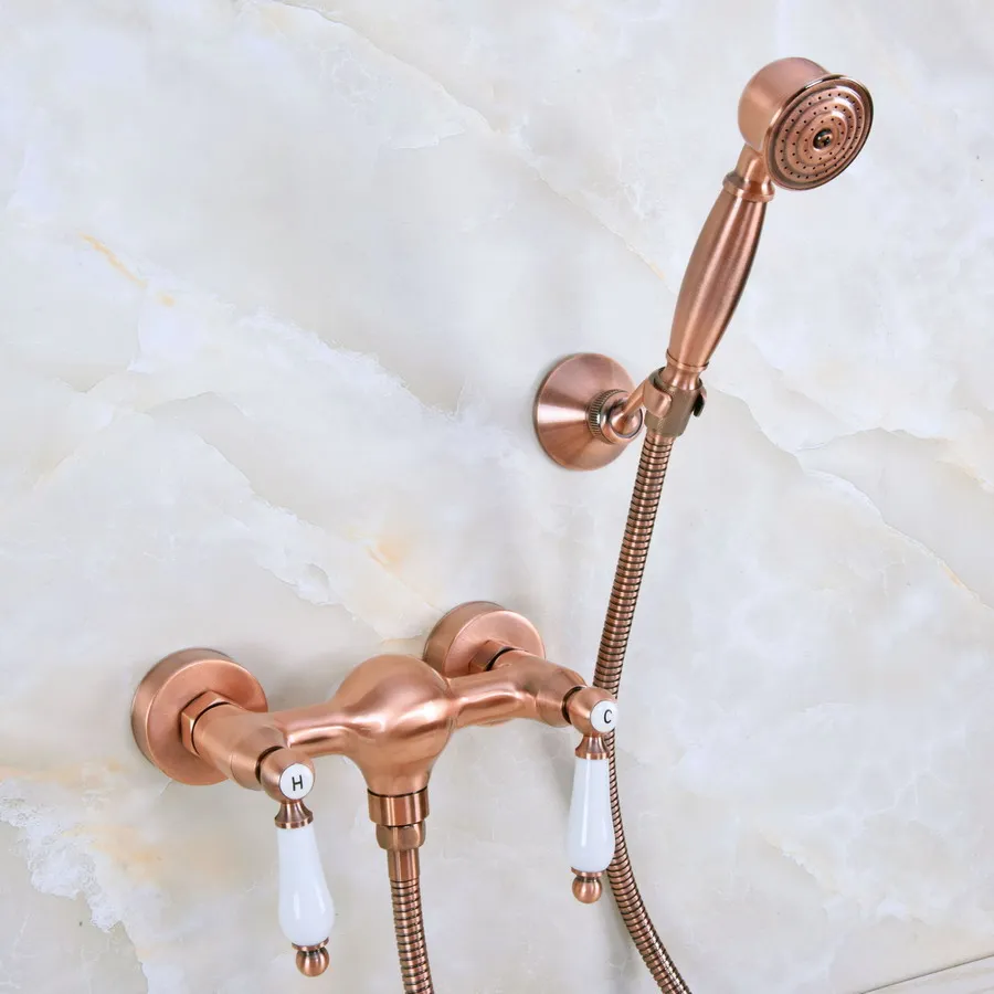 Antique Red Copper Wall Mount Bathroom Mixer Tap Dual Handle Hand Held Spray Shower Faucet Set
Antique Red Copper Wall Mount Bathroom Mixer Tap Dual Handle Hand Held Spray Shower Faucet Set