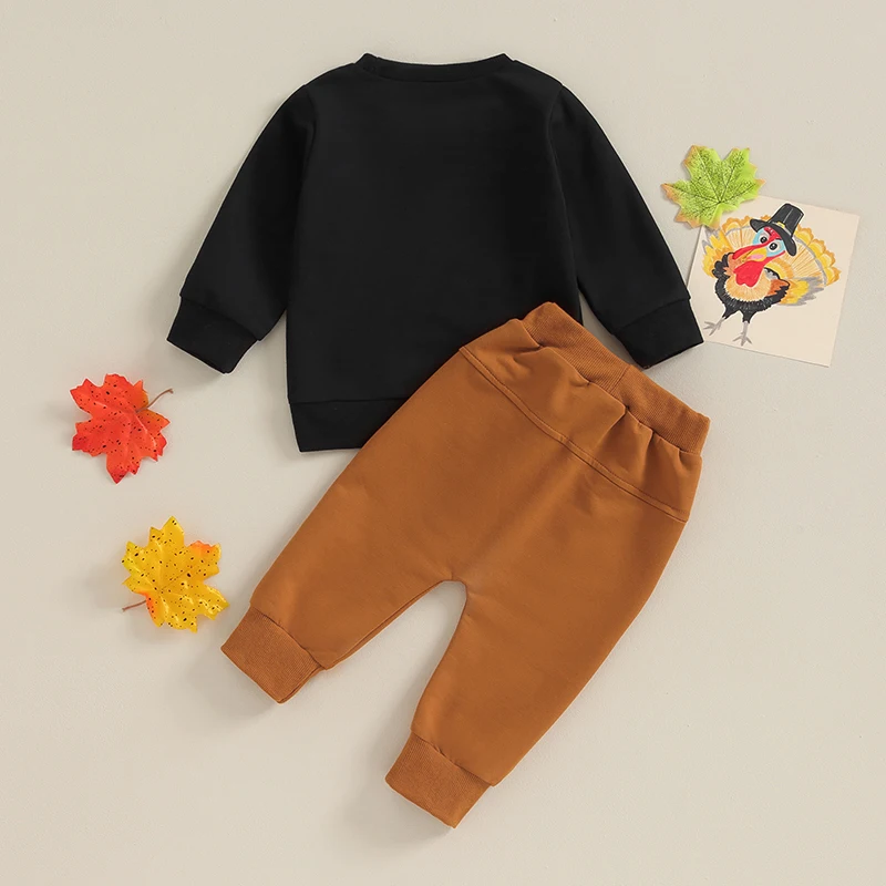

Осенняя одежда для маленьких мальчиков, костюм для тренировок на День Благодарения, толстовка с длинным рукавом с тыквой, штаны, зимняя одежда из 2 предметов
