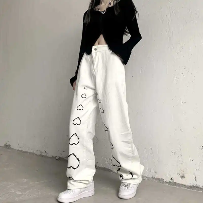 BTFG Autumn New Retro Y2k Heart-shaped Printed High Waist Straight Slim Loose Jeans Fashion Casual High Quality Women's Jeans
BTFG Autumn New Retro Y2k Heart-shaped Printed High Waist Straight Slim Loose Jeans Fashion Casual High Quality Women's Jeans