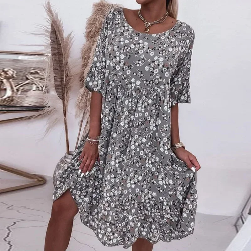 Elegant Women O Neck Floral Print Mini Party Dress Fashion Lady Office A-Line Dresses 2023 New Summer Casual Streetwear Dress
Elegant Women O Neck Floral Print Mini Party Dress Fashion Lady Office A-Line Dresses 2023 New Summer Casual Streetwear Dress