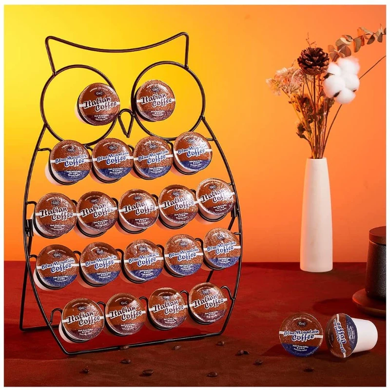 

Creative Iron Art Detachable Coffee Capsule Rack, Milk Ball Rack, Household Desktop Three-dimensional Owl Shaped Display Rack