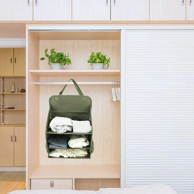 

Clothes Storage hanging bag For Closet Foldable Clothes Bag Multilayer Large Capacity Sundries Packing Shelf With Side Pockets