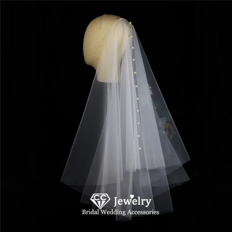 

CC Elegant Veils Women Accessories Wedding Headdress Engagement Hairwear Bridal Dress Imitation Pearl Veil With Combs Gift LA001