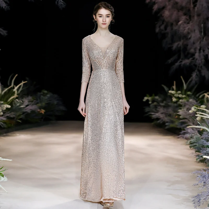 Gold evening dress women 2022 new banquet temperament Sequin host dignified elegant dignified texture dress
Gold evening dress women 2022 new banquet temperament Sequin host dignified elegant dignified texture dress