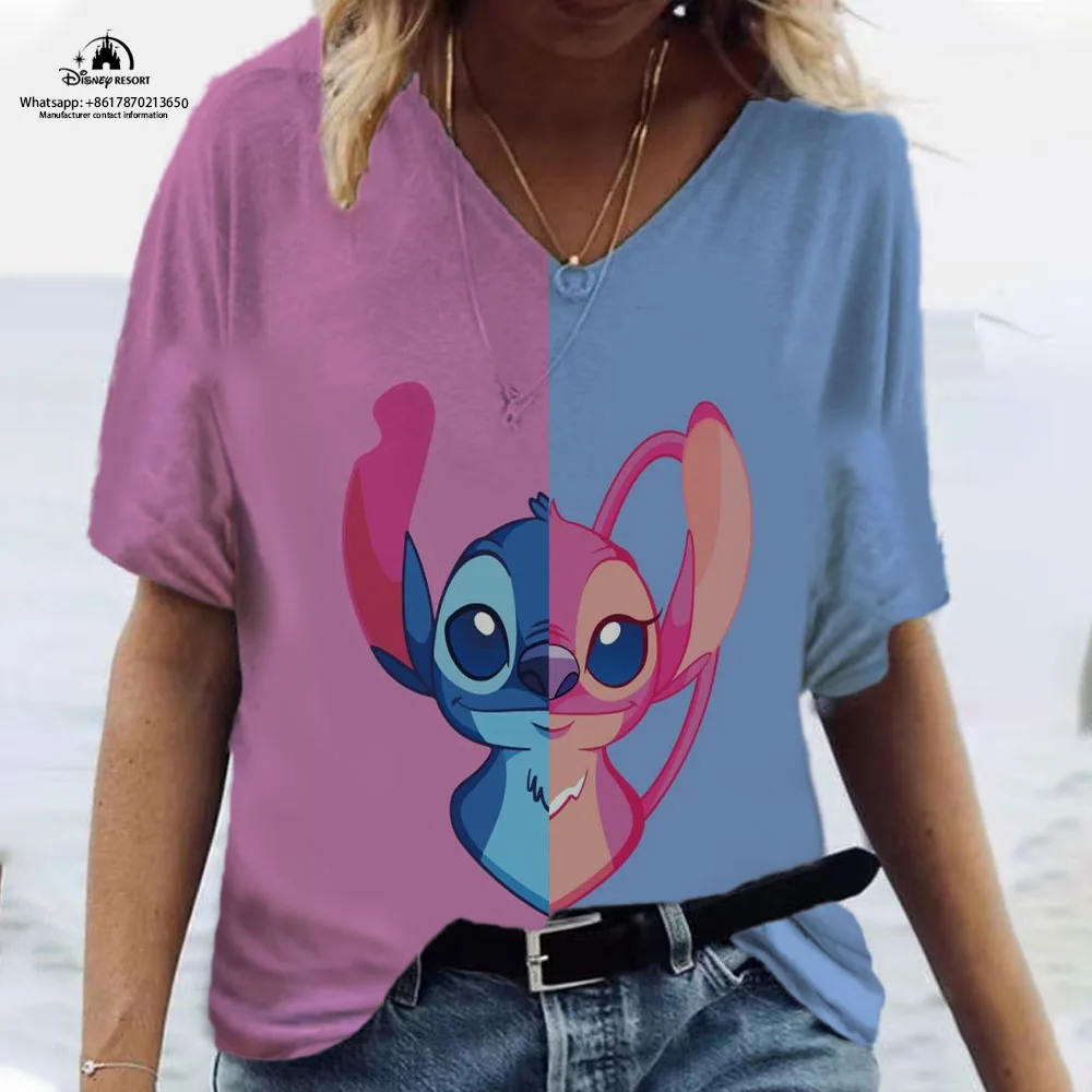 2023 New Summer Ladies T-Shirt Disney Brand Stitch Cartoon Harajuku Sexy Women's Fashion Casual V-Neck Short Sleeve Top T-Shirt
2023 New Summer Ladies T-Shirt Disney Brand Stitch Cartoon Harajuku Sexy Women's Fashion Casual V-Neck Short Sleeve Top T-Shirt
