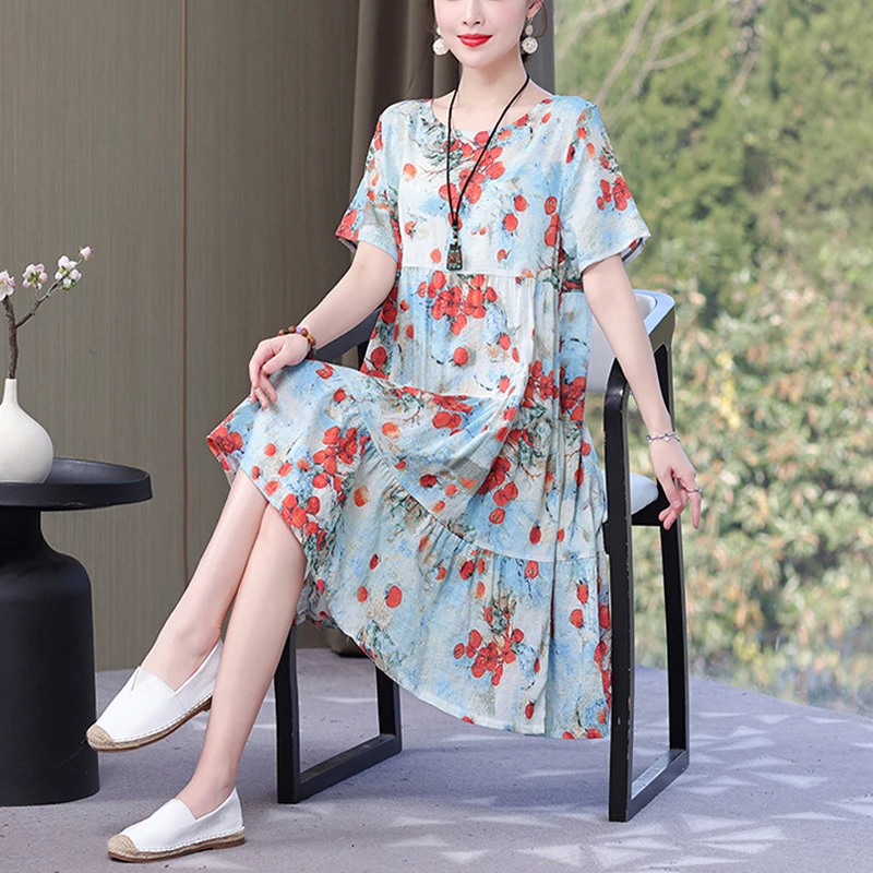 Новое поступление, повседневное летнее платье 2022 года, Vestido, облегающее свободное платье с круглым вырезом и принтом, хлопковая женская одежда, Vestidos, платья больших размеров
Новое поступление, повседневное летнее платье 2022 года, Vestido, облегающее свободное платье с круглым вырезом и принтом, хлопковая женская одежда, Vestidos, платья больших размеров