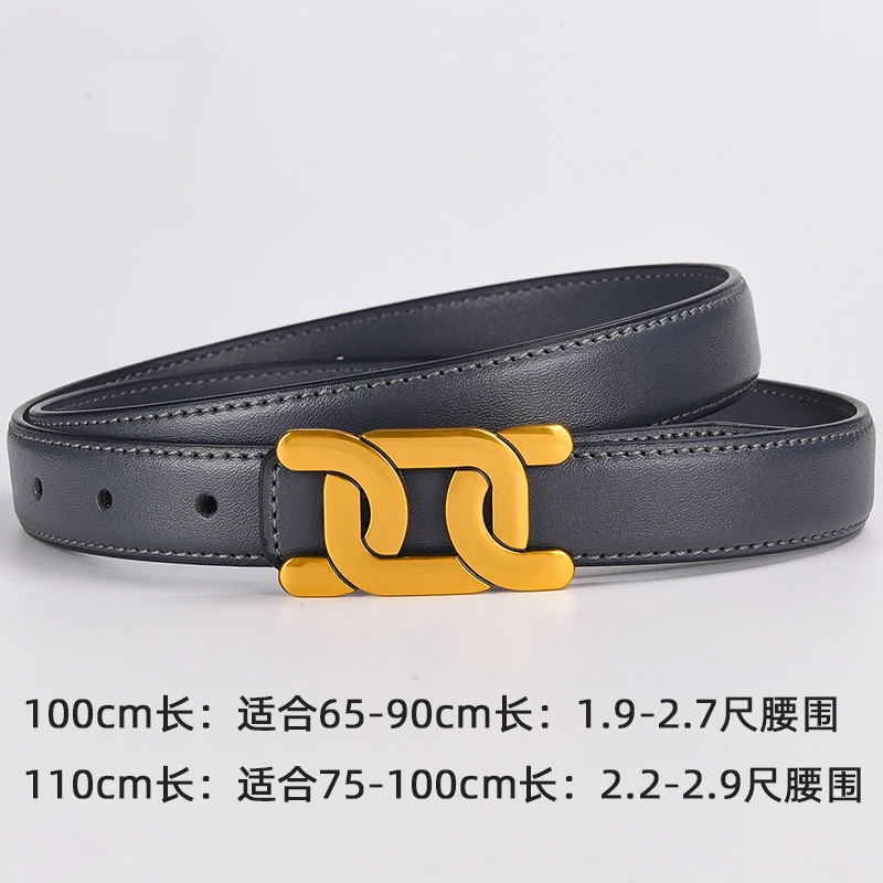 

Cross Border New Women's Genuine Leather Plate Buckle Letter Belt Tidal Smooth Buckle Belt Cowhide Versatile Belt