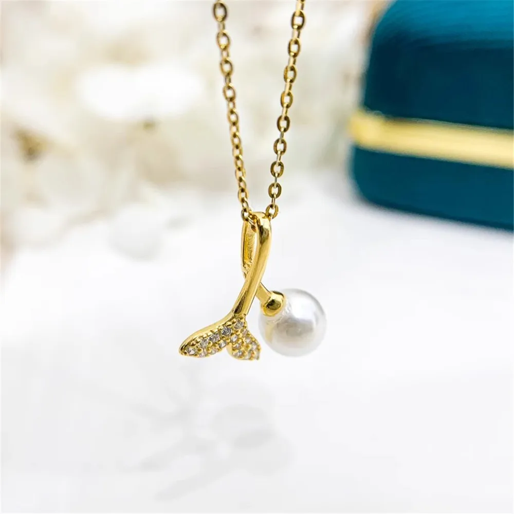 DIY Pearl Accessories S925 Sterling Silver Pendant Empty Gold Silver Fishtail Necklace Pendant Fit 6-8mm Circle D104
DIY Pearl Accessories S925 Sterling Silver Pendant Empty Gold Silver Fishtail Necklace Pendant Fit 6-8mm Circle D104