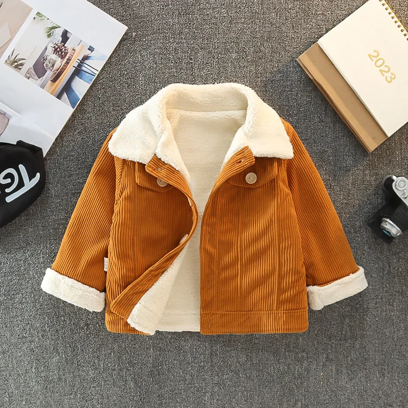 

Boys and girls jackets winter new children's lamb velvet plus velvet thick cotton clothes baby foreign style tops
