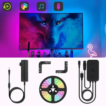DC12V WS2811 RGBIC 싱크 스크린 컬러 LED 조명 스트립, 앰비언트 RGB LED PC 백라이트, 게이밍 컴퓨터 모니터 장식, 60led/m, 14 인치-49 인치