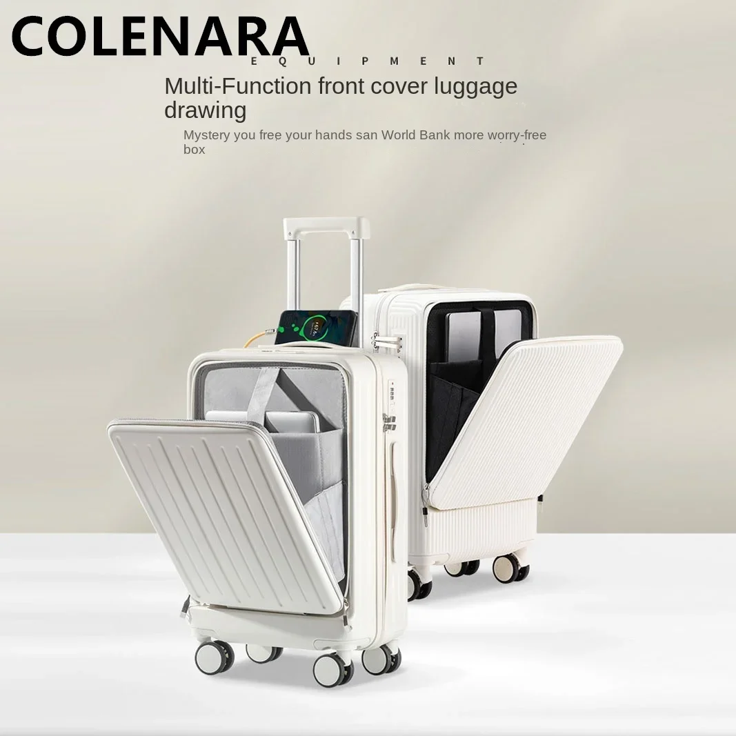 

COLENARA Suitcase with Wheels PC Front Opening Laptop Trolley Case 20 Inch Boarding Case 22"24"26 USB Charging Hand Luggage