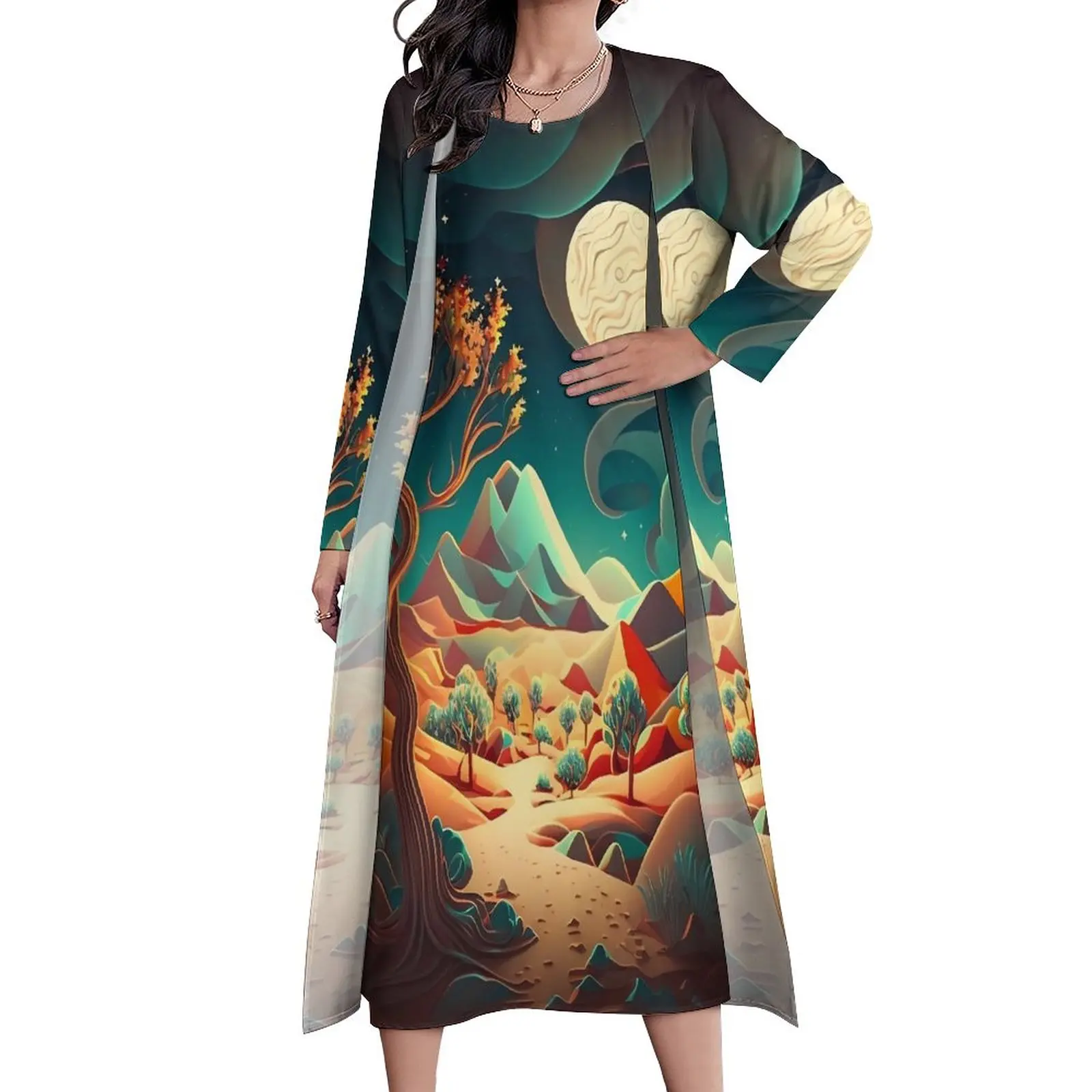 Desert Print Dress Abstract Nature Kawaii Maxi Dress Long Sleeve Graphic Boho Beach Long Dresses Aesthetic Oversized Vestidos
Desert Print Dress Abstract Nature Kawaii Maxi Dress Long Sleeve Graphic Boho Beach Long Dresses Aesthetic Oversized Vestidos