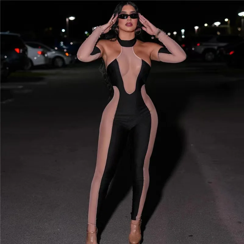 2022 Women's New Spring Black Skinny Sleeveless Halter Mesh Patchwork Halter Jumpsuit Sexy Cutout
2022 Women's New Spring Black Skinny Sleeveless Halter Mesh Patchwork Halter Jumpsuit Sexy Cutout