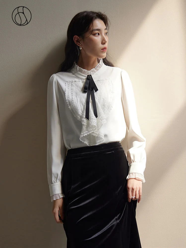 DUSHU Sweet Wood Ear Design Lace Shirt for Women Winter Niche Age-reduction Loose Versatile Temperament Top Shirts Female
DUSHU Sweet Wood Ear Design Lace Shirt for Women Winter Niche Age-reduction Loose Versatile Temperament Top Shirts Female