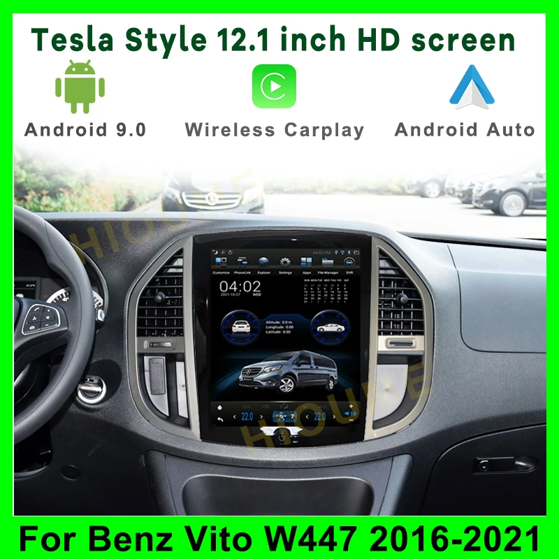 

12.1inch Tesla Style Vertical Screen Android 9 For Mercedes Benz Vito W447 Car Radio Automotivo Multimedia Video Player Navi