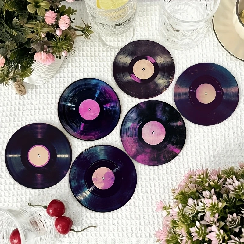 Music Vinyl Record Wood Ironing Non-slip Coaster Music Vinyl Record Wood Ironing Non-slip Coaster