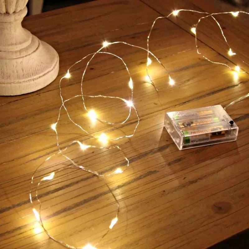 

LED String Lamp Fairy Light Christmas Wedding Party Holiday Decor Lamp 1M 2M 3M 5M 10M LED Copper Wire Light AA Battery Operated