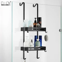 Black Hanging Bath Shelves Bathroom Shelf Organizer Nail-free Shampoo Holder Storage Shelf Rack Bathroom Basket Holder EL5018