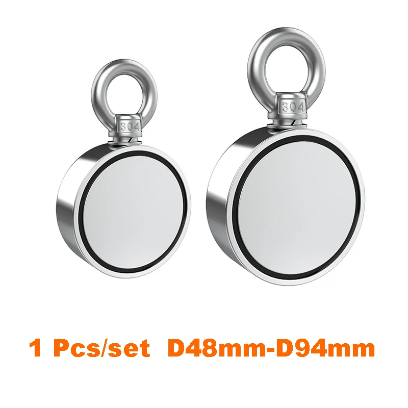 

Neodymium Magnet Double Sided Powerful Big Magnetic Strong Salvage River Fishing Magnets Ring Hook Permanent NdFeB Magnets Hooks