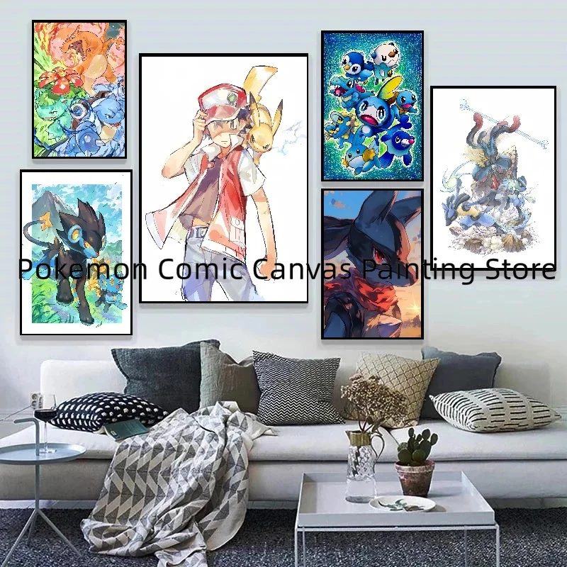 

Japanese Anime Pokemon High Quality Artwork Picture Stickers and Posters Bedroom Home Decoration Accessories Children's Gift