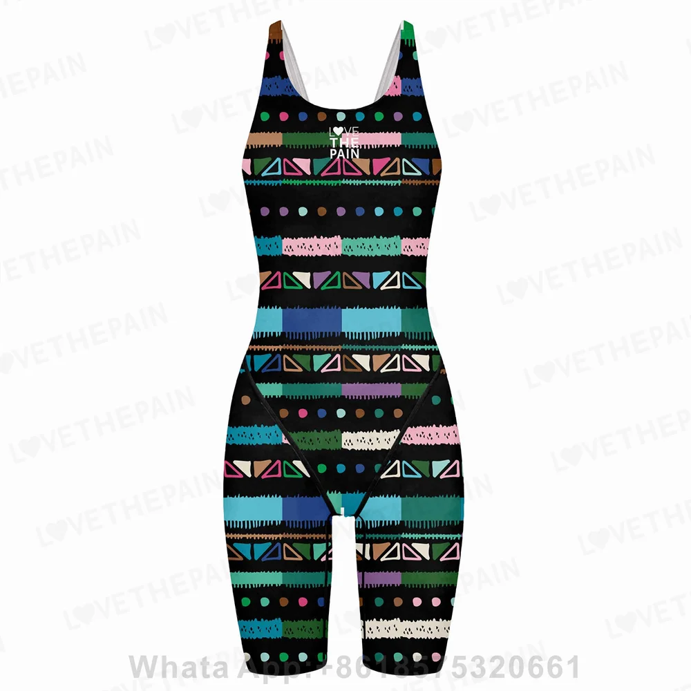 

Girl's Training Racing Swimwear Girl One Piece Competitive Swimsuits Summer Pool Professional Competition Knee Length Bodysuits