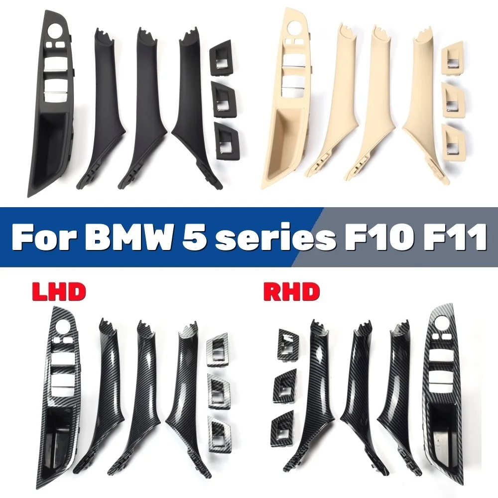 

Black Carbon Fiber LHD/RHD Car Interior Door Handle Fit For BMW 5 series F10 F11 520d 525d 530d 535i Inner Panel Pull Trim Cover